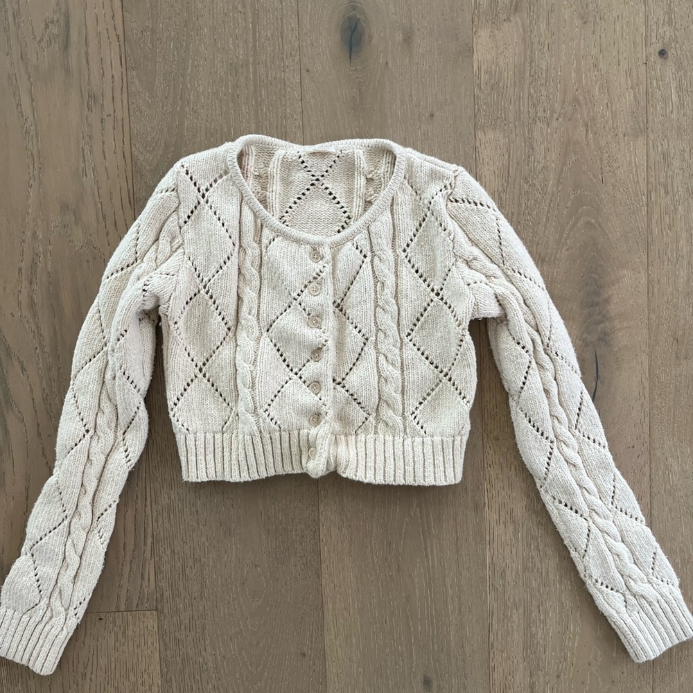 Brandy Melville Cream Knit Cardigan - Picture 4 of 5